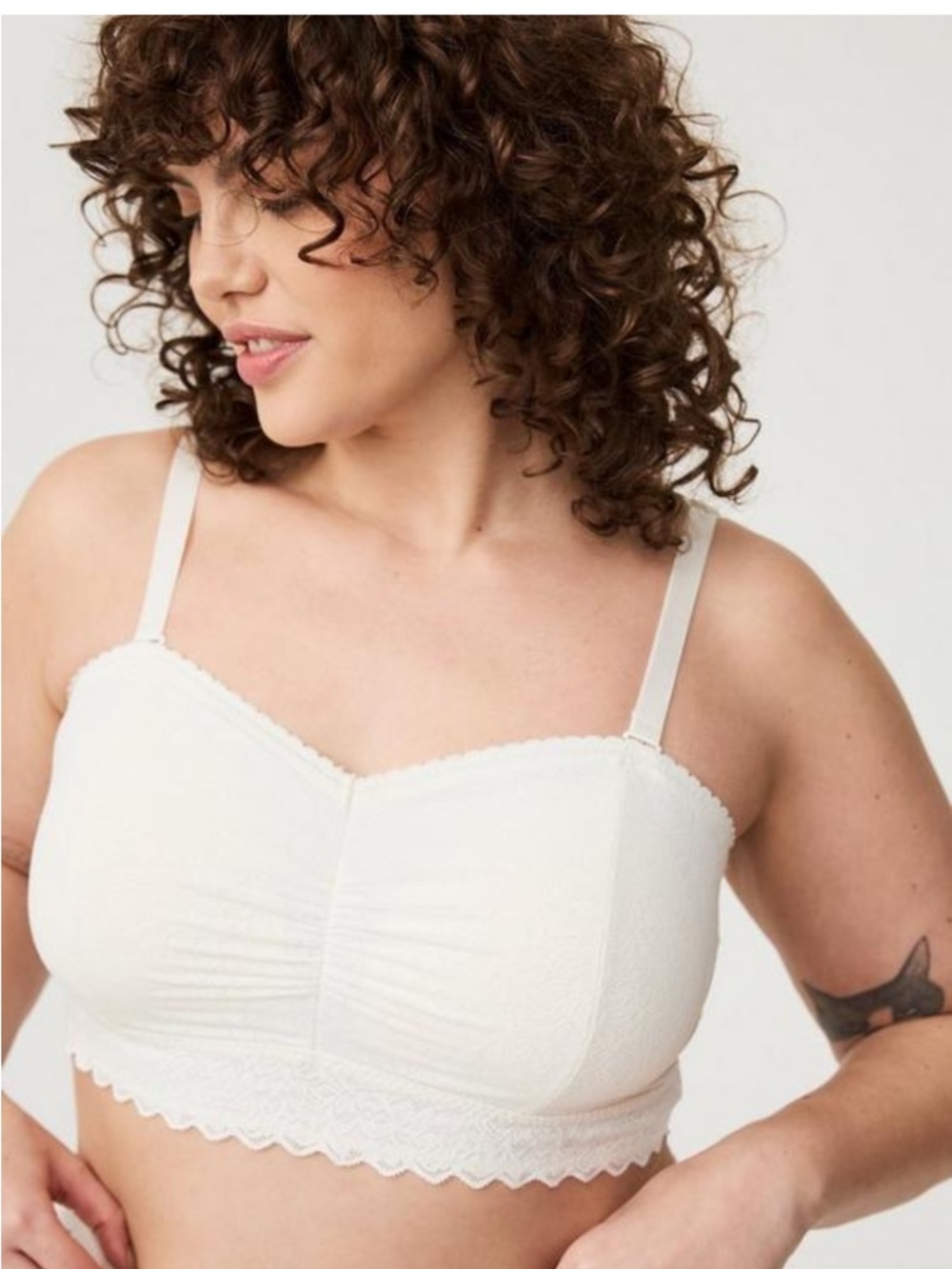 torrid White Lace Bandeau Bralette with Adjustable Straps